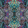 Green Stained Glass Digitally Printed Stretch Neoprene/Scuba Knit | Mood Fabrics