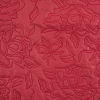 Medium Red Floral Embroidered Lamb Leather w/ Black Knit Backing - Detail | Mood Fabrics