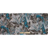 Italian Hawaiian Ocean/White/Dusty Olive Abstract Floral Printed Knit Lace w/ Eyelets - Full | Mood Fabrics