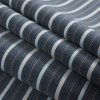 Navy/Blue/Orange Striped Stretch Dobby Jaquard - Folded | Mood Fabrics