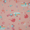 Scallop Shell/Persimmon Printed Trailers, Palm Trees, Ice Cream and Flamingos on Organic Cotton Poplin | Mood Fabrics