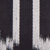 Oscar de la Renta Black/Royal/Gray Ikat Silk-Cotton Satin - Detail | Mood Fabrics