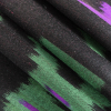 Oscar de la Renta Black/Green/Purple Ikat Silk-Cotton Satin - Folded | Mood Fabrics