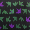 Oscar de la Renta Black/Green/Purple Ikat Silk-Cotton Satin | Mood Fabrics