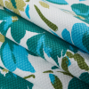 Teal/Cyan Blue/White Floral Printed Riviera Pique - Folded | Mood Fabrics