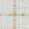 Ivory and Metallic Gold Plaid Polyester Tweed - Detail | Mood Fabrics