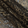 Gold on Black Metallic Floral Lace w/ Scalloped Edges - Folded | Mood Fabrics