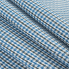 Famous NYC Designer Palace Blue/White/Cub Brown Striped Houndstooth Cotton Twill - Folded | Mood Fabrics