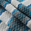Glacier Gray/Mazarine Blue/Lyons Blue/Erget Striped Loosely Woven Tweed - Folded | Mood Fabrics