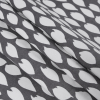 Whisper White/Dark Gull Gray Abstract Foliage Printed Cotton Sateen - Folded | Mood Fabrics