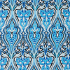 Blue Atoll/Dazzling Blue/White Abstract Stretch Cotton Sateen | Mood Fabrics