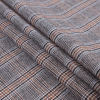 Aqua, Orange and Black Glen Plaid Wool Suiting - Folded | Mood Fabrics