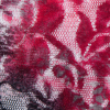 Red and Black Tie Dye Floral Stretch Lace - Detail | Mood Fabrics