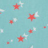 Emberglow Printed Stars on an Aqua Sky Polyester Woven - Detail | Mood Fabrics