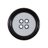 Clear and Black 4-Hole Plastic Button - 44L/28mm | Mood Fabrics