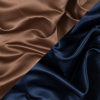 Navy and Brown Sugar Two-Tone Double Duchesse Satin | Mood Fabrics
