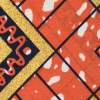 Mandarin Orange and Purple Waxed Cotton African Print with Gold Metallic Glitter - Detail | Mood Fabrics