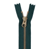 Emerald Metal Zipper with a Gold Pull and Teeth - 4.5 | Mood Fabrics