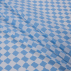 Oscare de la Renta Sky Blue Checkered Stretch Silk Crepe de Chine - Folded | Mood Fabrics