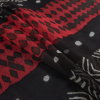 Oscar de la Renta Black and Red Tribal Printed Silk Chiffon - Folded | Mood Fabrics
