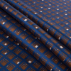 Oscar de la Renta Blue and Brown Geometric Printed Silk Twill - Folded | Mood Fabrics