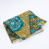 Spectra Green and Nugget Gold Waxed Cotton African Print with Gold Metallic Foil | Mood Fabrics