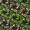Jasmine Green and Antique Moss Geometric Waxed Cotton African Print - Folded | Mood Fabrics