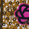 Lilac Rose Waxed Cotton African Print with Gold Metallic Foil - Detail | Mood Fabrics