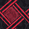 Black and Red Geometric Waxed Cotton African Print with additional Inlaid Print - Detail | Mood Fabrics