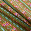 Brown and Pink Striped Floral Cotton Print - Folded | Mood Fabrics