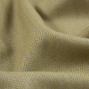 Golden Olive and White Herringbone Polyester Suiting - Detail | Mood Fabrics