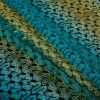 Ceramic Blue and Charteuse Ombre Raschel Lace - Folded | Mood Fabrics