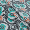 Aqua Green and Pewter Floral Printed Cotton Woven - Folded | Mood Fabrics