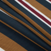 Bone Brown, Tawny Port and Atlantic Blue Striped Polyester Imitation Dupioni - Folded | Mood Fabrics