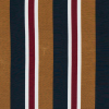 Bone Brown, Tawny Port and Atlantic Blue Striped Polyester Imitation Dupioni | Mood Fabrics