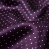 Plum Purple and White Polka Dotted Polyester Charmeuse - Detail | Mood Fabrics