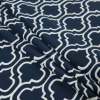 Dress Blues and White Moroccan Printed Polyester Jersey - Folded | Mood Fabrics