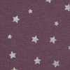 Eggplant Cotton Jersey with Metallic Foil Stars - Detail | Mood Fabrics