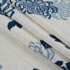 Ensign Blue and Turtledove Floral Printed Seersucker - Folded | Mood Fabrics