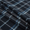Italian Blue Graphite Tartan Plaid Wool Twill - Folded | Mood Fabrics