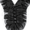 Black Chiffon Beaded Neckline Applique - 14 x 6 - Detail | Mood Fabrics