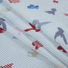 Blue Bell Striped Birds Printed on a Rayon Woven - Folded | Mood Fabrics