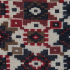 Blue, Red and Beige Tribal Printed Cotton Knit - Detail | Mood Fabrics