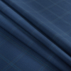 Armani Insignia Blue Window Pane Plaid Wool Suiting - Folded | Mood Fabrics