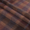Chocolate Brown and Almond Plaid Mohair Twill Coating - Folded | Mood Fabrics