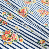Twilight Blue, Tigerlily and Freesia Floral Striped Stretch Cotton Twill - Folded | Mood Fabrics