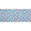 Harbor Blue, Carmine Rose and White Floral Striped Stretch Cotton Twill - Full | Mood Fabrics
