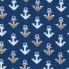 True Navy Anchor Printed Cotton Poplin - Detail | Mood Fabrics