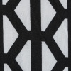Black and Glacier Gray Geometric Printed Stretch Double Knit - Detail | Mood Fabrics