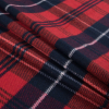 True Red and Dress Blues Plaid Wool Flannel - Folded | Mood Fabrics